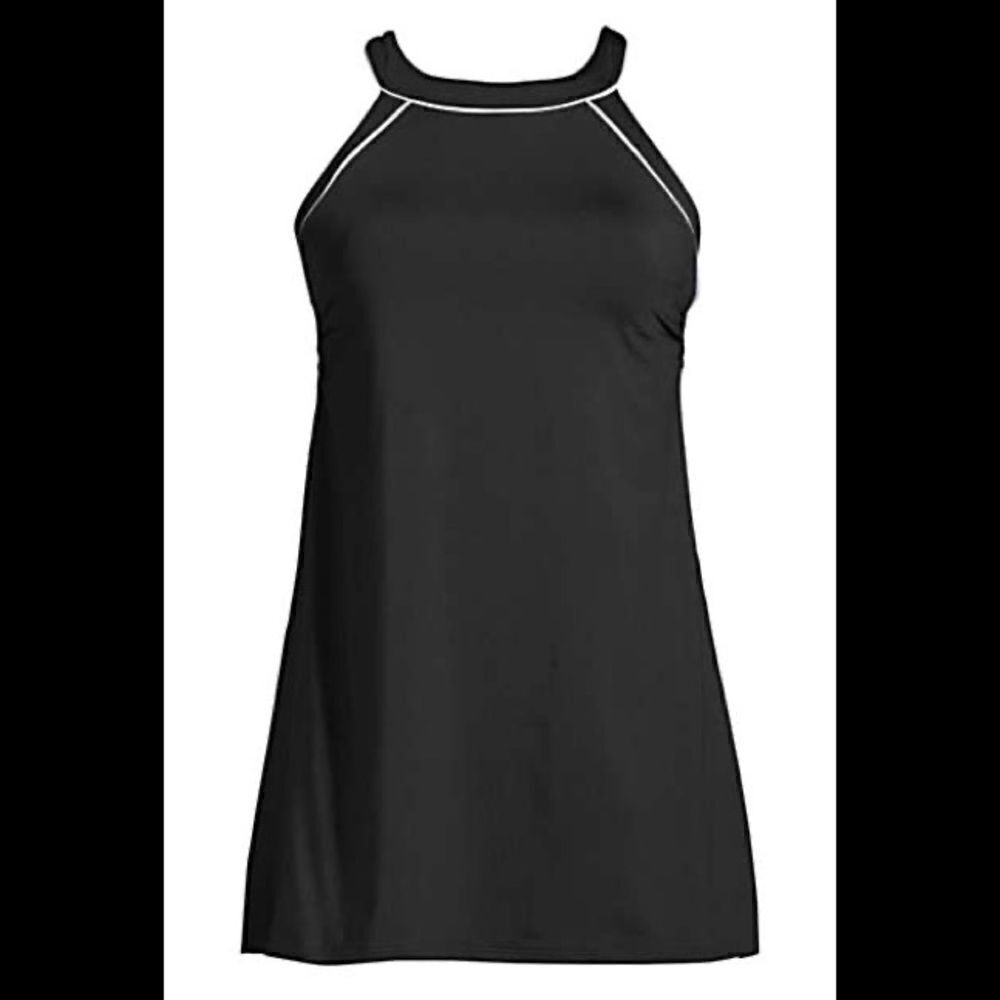 Land’s End Plus and Standard size high neck swimsuit dress one piece Black Var - Picture 8 of 9